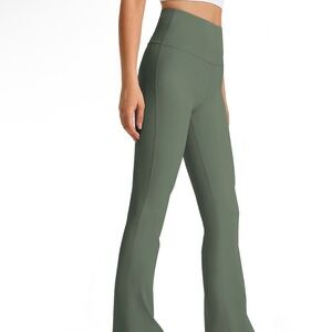 High-Waisted Olive Green Flare Pants